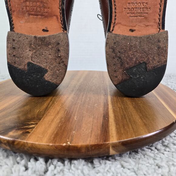 Brooks Brother Brown Wingtip Brogue Medallion Oxford Dress Shoe USA Mens 10.5 D - Picture 11 of 14